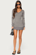 Kerla Striped Knit Long Sleeve Mini Dress